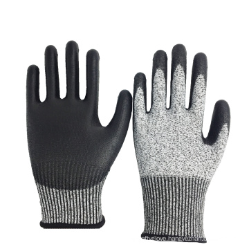 13G HPPE Liner PU Coated Cut Level 3 / 5 Cut Resistant Gloves